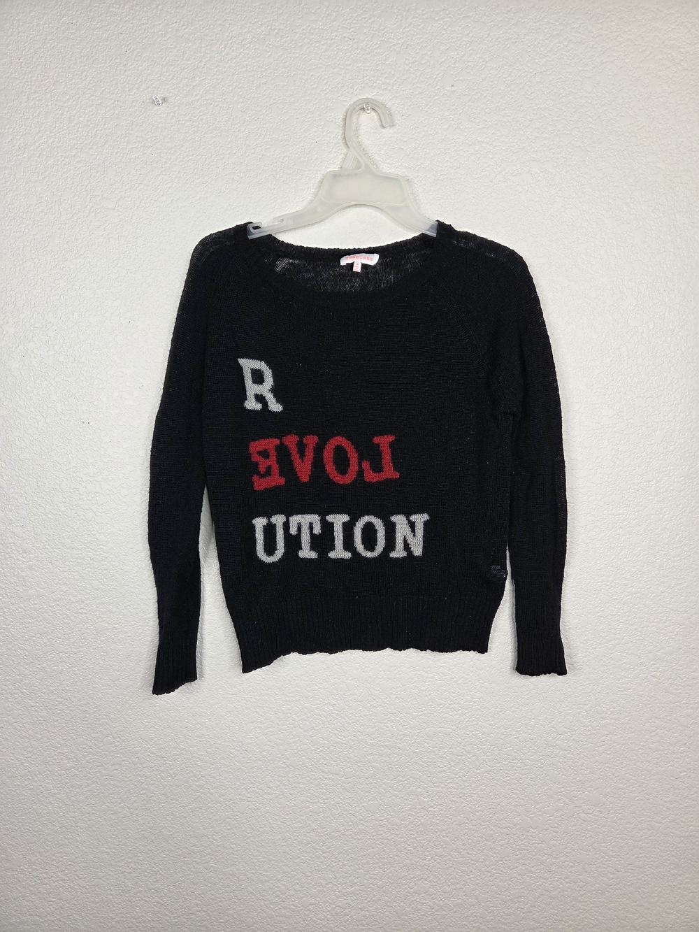 Nameless Black Crewneck Sweater with Red and Gray Lettering